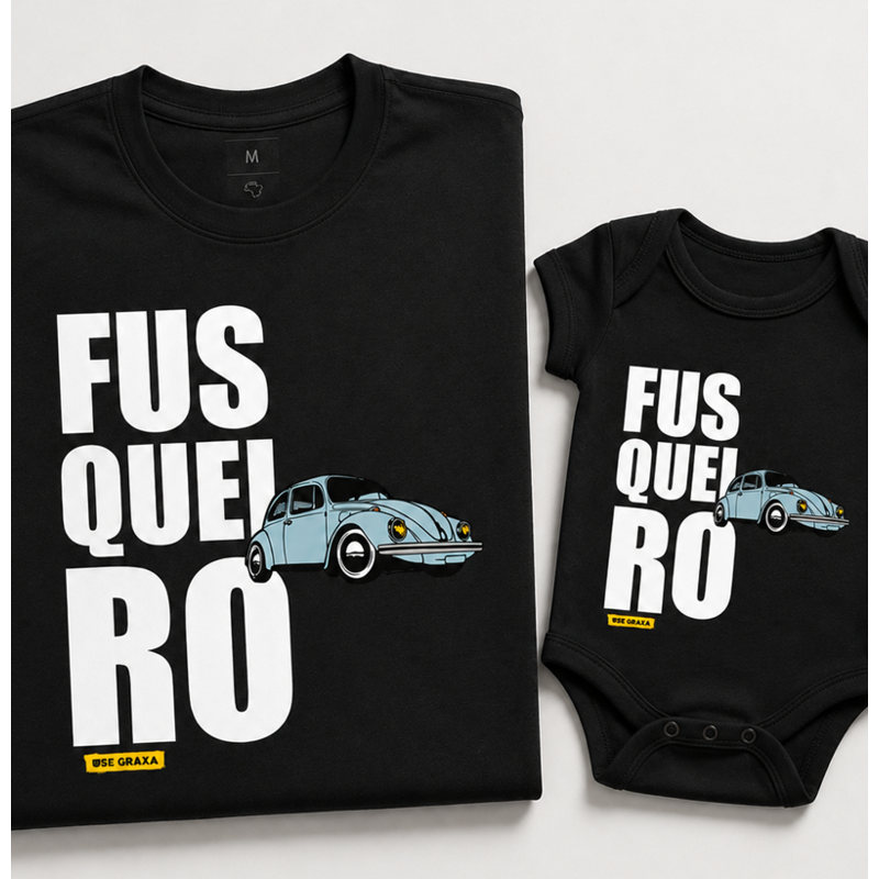 Kit Pai e Filho Fusqueiro Azul Claro (1 camiseta Pai e 1 body Filho)