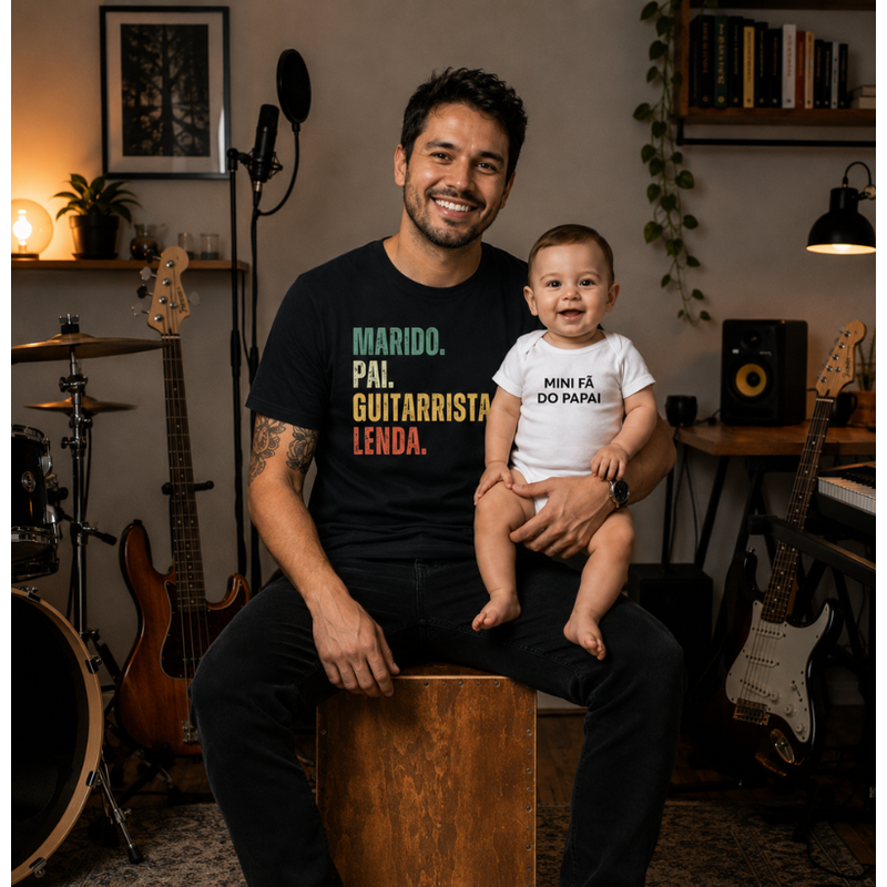 KIT PAI&BEBÊ GUITARRISTA | PAI, MARIDO + MINI FÃ