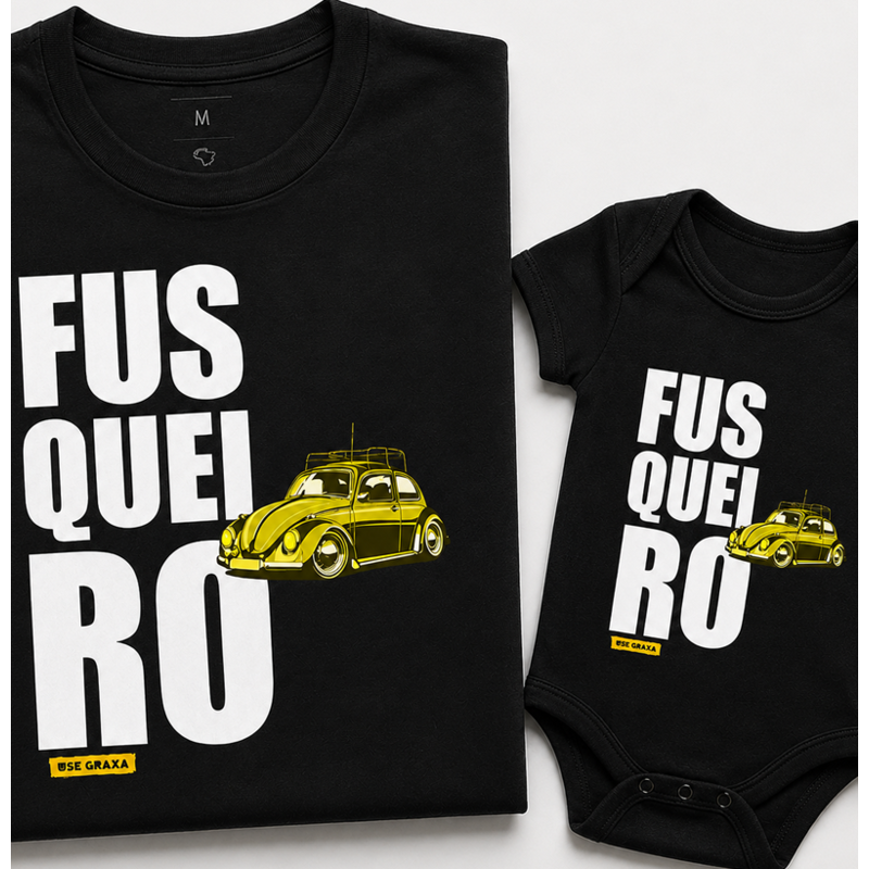 Kit Pai e Filho Fusqueiro Amarelo (1 camiseta Pai e 1 body Filho)