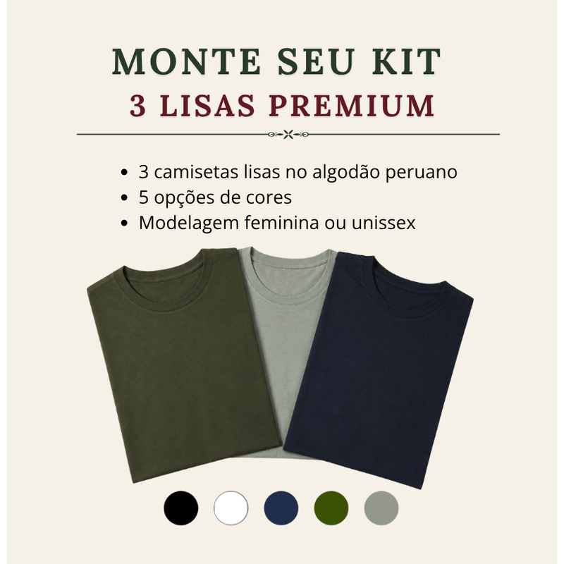 Kit camisetas lisas premium