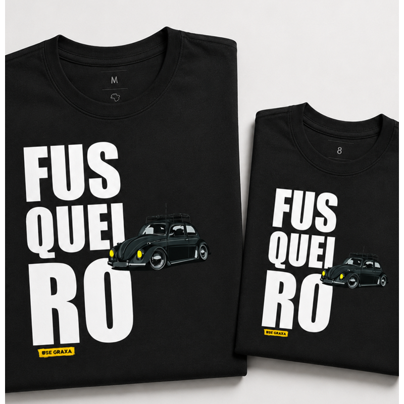 Kit Pai e Filho Fusqueiro Preto (1 camiseta Pai e 1 camiseta Filho)