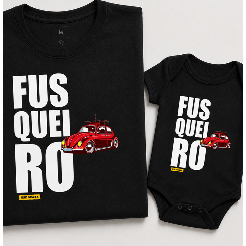 Kit Pai e Filho Fusqueiro Vermelho (1 camiseta Pai e 1 body Filho)