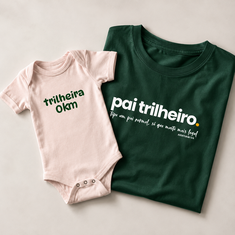 Pai e filha trilheira camiseta + body