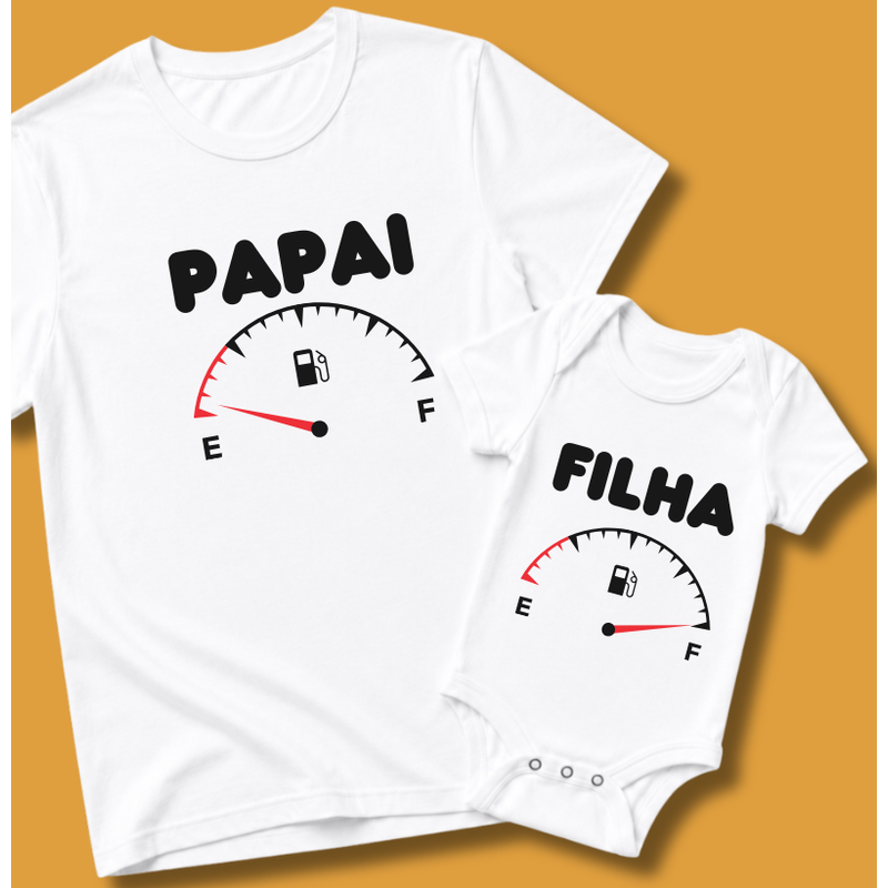 Kit: Pai & Filha - Gasolina (camiseta + body bebê)