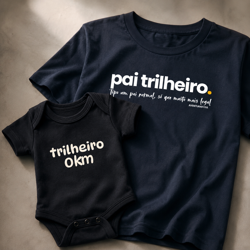 Pai e filho trilheiro camiseta + body