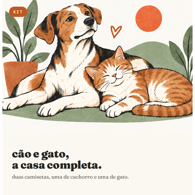 Kit Casal Cão e Gato | 2 Camisetas | Pelo & Pano