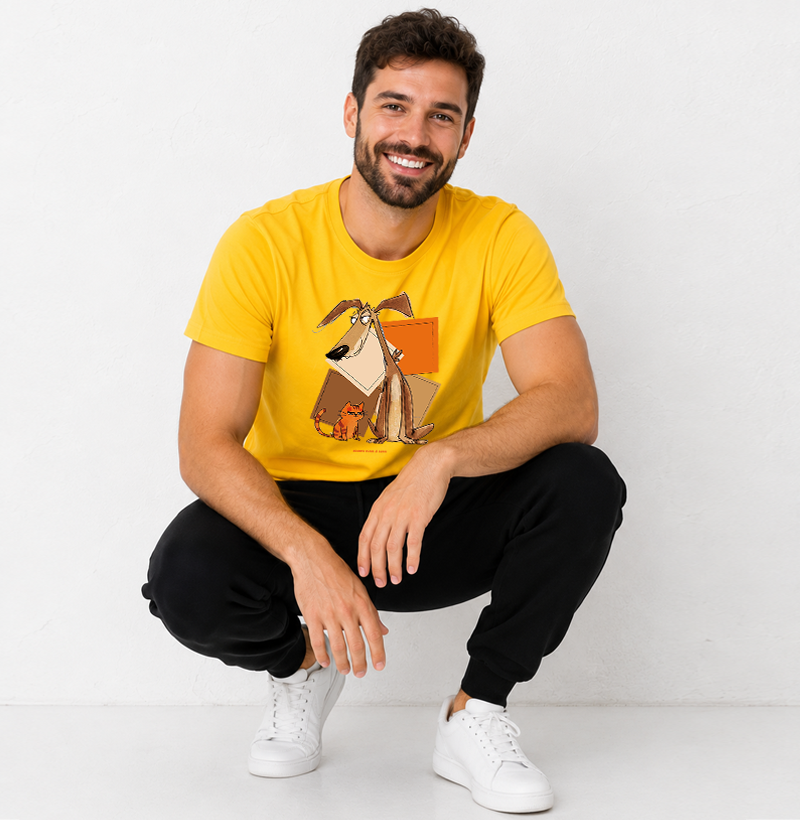 Cachorro e gato com fundo de quadrados - Imagem 2