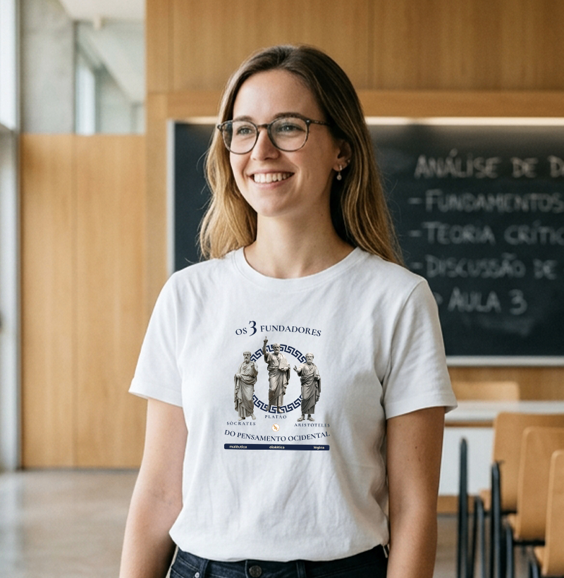 Camiseta Filosofia "Os 3 Fundadores do Pensamento Ocidental" | Sócrates, Platão e Aristóteles - Imagem 3