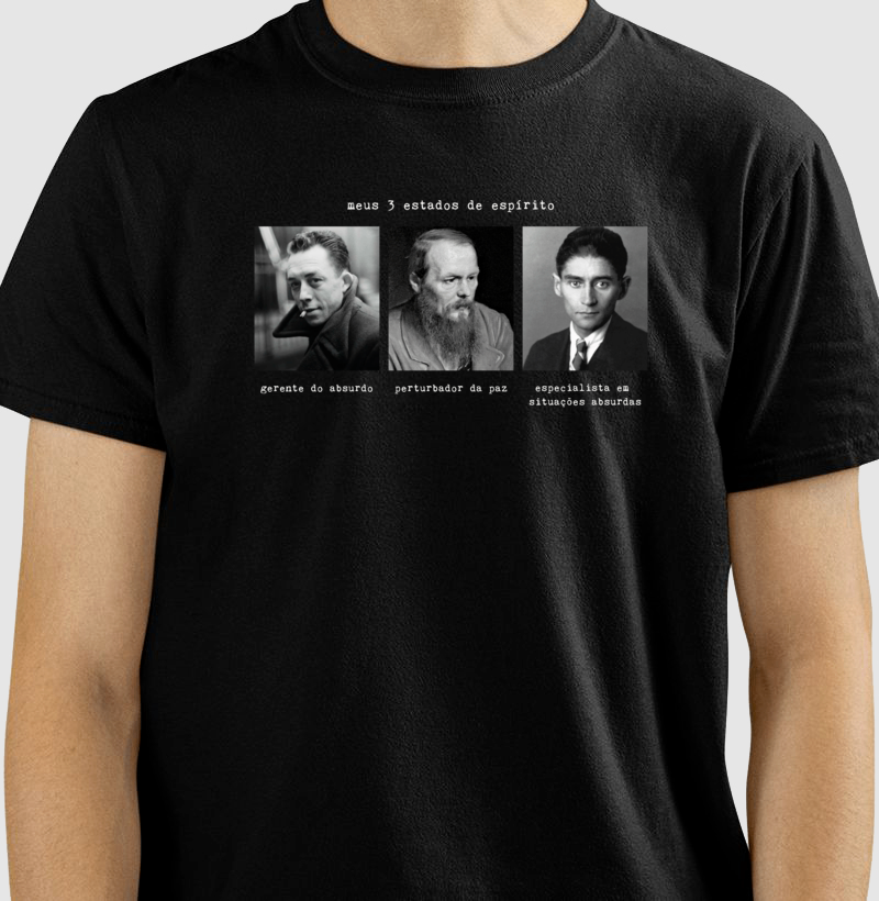 Camiseta Meus 3 Estados de Espírito | Camus, Kafka e Dostoiévski - Imagem 2