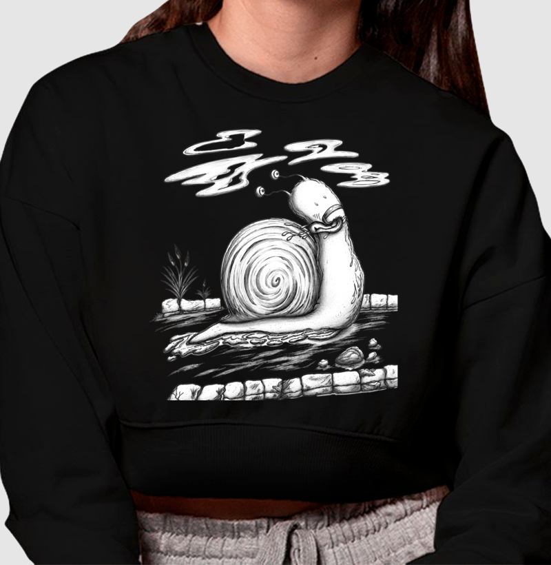 Moleton Cropped Caracol Preta e Branco - Imagem 3