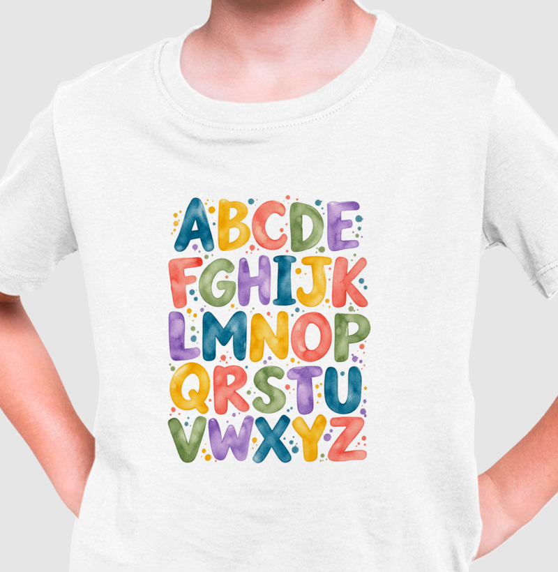 Camiseta Infantil Alfabeto em Cores - Imagem 3