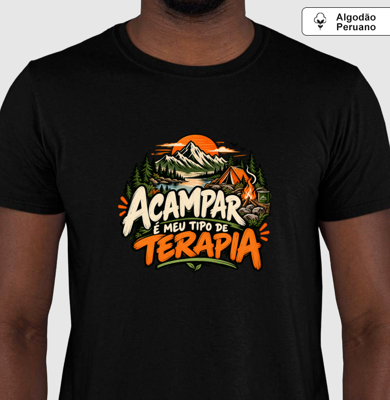 Camiseta Algodão Peruano | Acampar é Meu Tipo de Terapia - Imagem 2