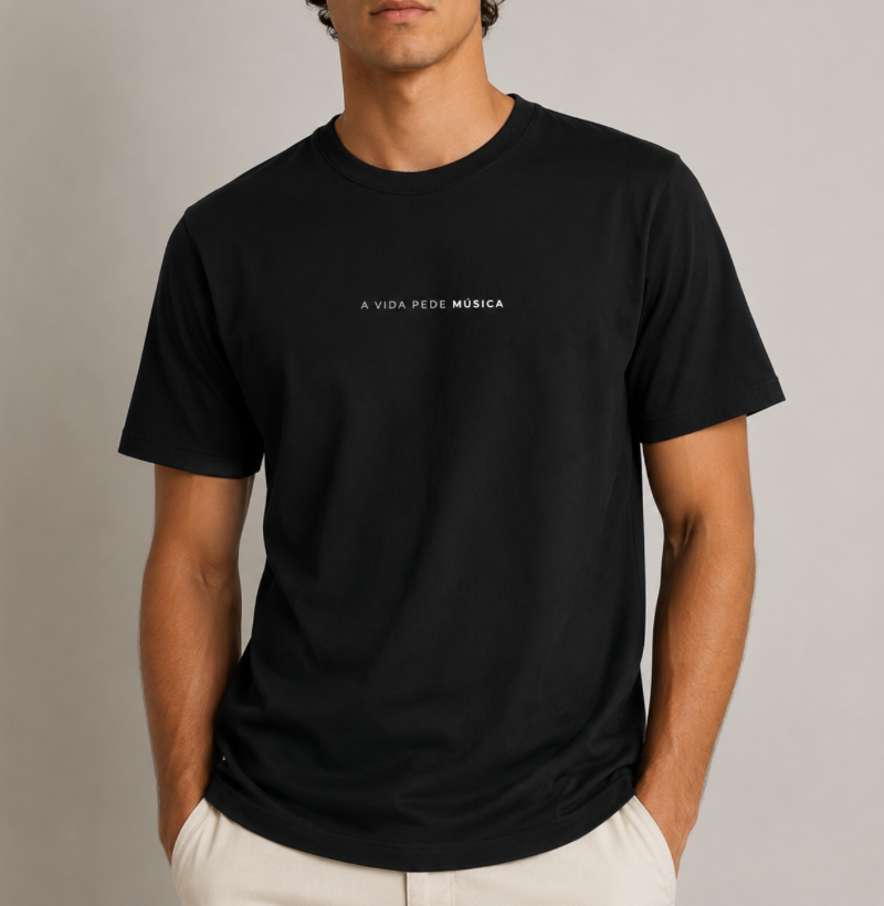 Camiseta Unissex 100% Algodão A Vida Pede Música Rosa - Imagem 2