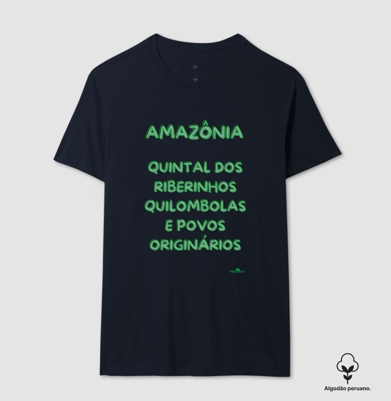 Camiseta  algodão peruano Amazônia quintal  dos Ribeirinhos, quilombolas e povos originários - Imagem 2