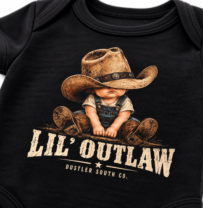 Body Bebê Unissex Lil’ Outlaw – Lil’ Dustler Country 100% Algodão - Imagem 3
