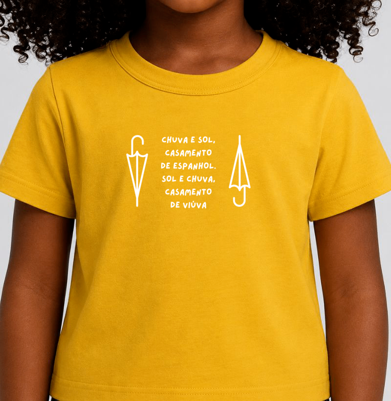 Camiseta Infantil Chuva e Sol - Letras Brancas  - Imagem 4