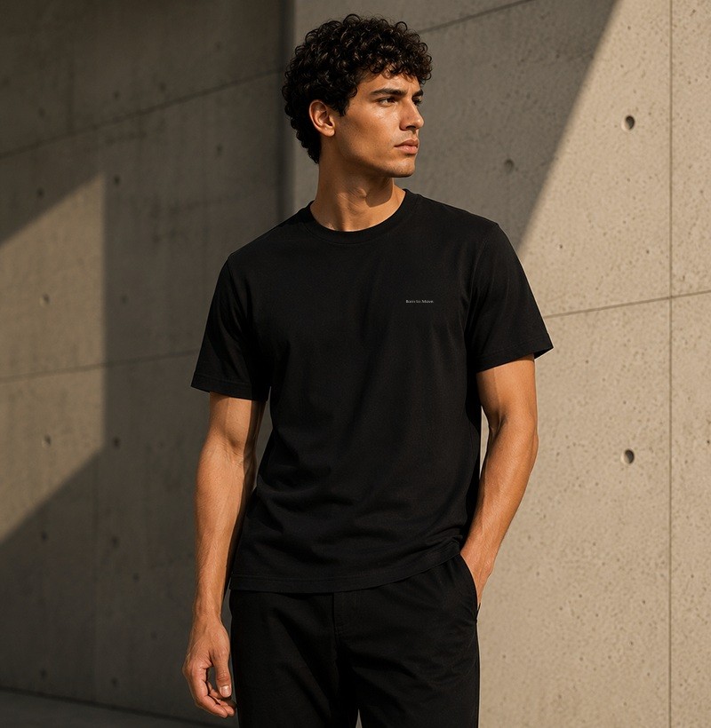 Camiseta Básica Masculina Preta Born to Move Frase Branca TRM Timeless - Imagem 2