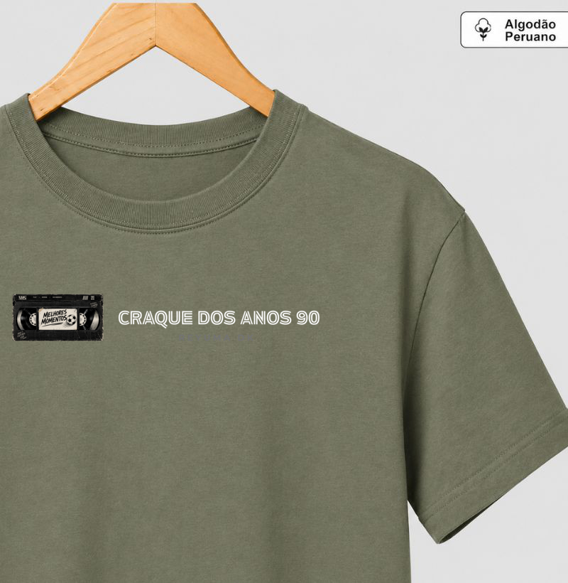 "Craque dos anos 90"- Futebol - Camiseta Algodão Peruano Masculina, Feminina e Babylook - Imagem 4