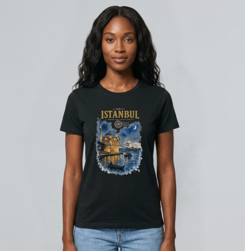 Camiseta Istanbul Turkey Where East Meets West | Aquarela Mesquita Bósforo | Colecao Fashion Travel - Imagem 4