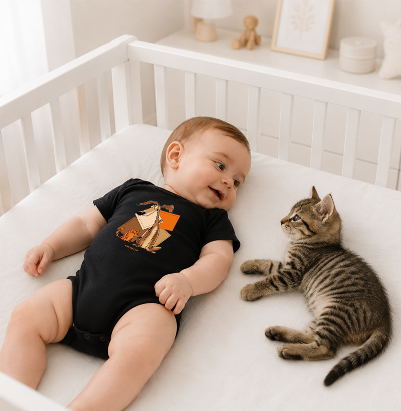 Cachorro e gato com fundo de quadrados - Imagem 2