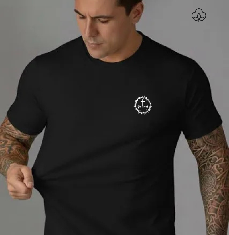 Camiseta algodão Peruano Ele Vive - Imagem 4