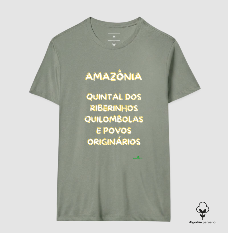Camiseta  algodão peruano Amazônia quintal  dos Ribeirinhos, quilombolas e povos originários - Imagem 3