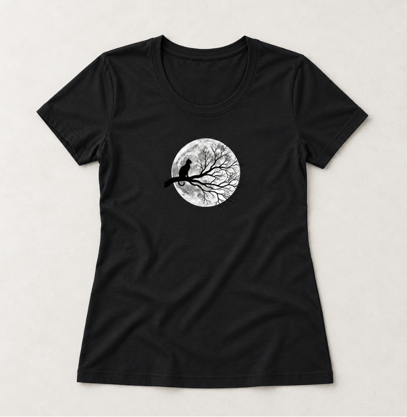 Camiseta Gato na Lua Cheia. - Imagem 3