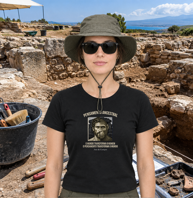 "Camiseta O Pensamento Ancestral — O mundo transforma o homem, o pensamento transforma o mundo." - Imagem 2