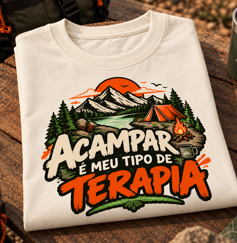 Camiseta Oversized | Unissex | Acampar é Meu Tipo de Terapia - Imagem 3