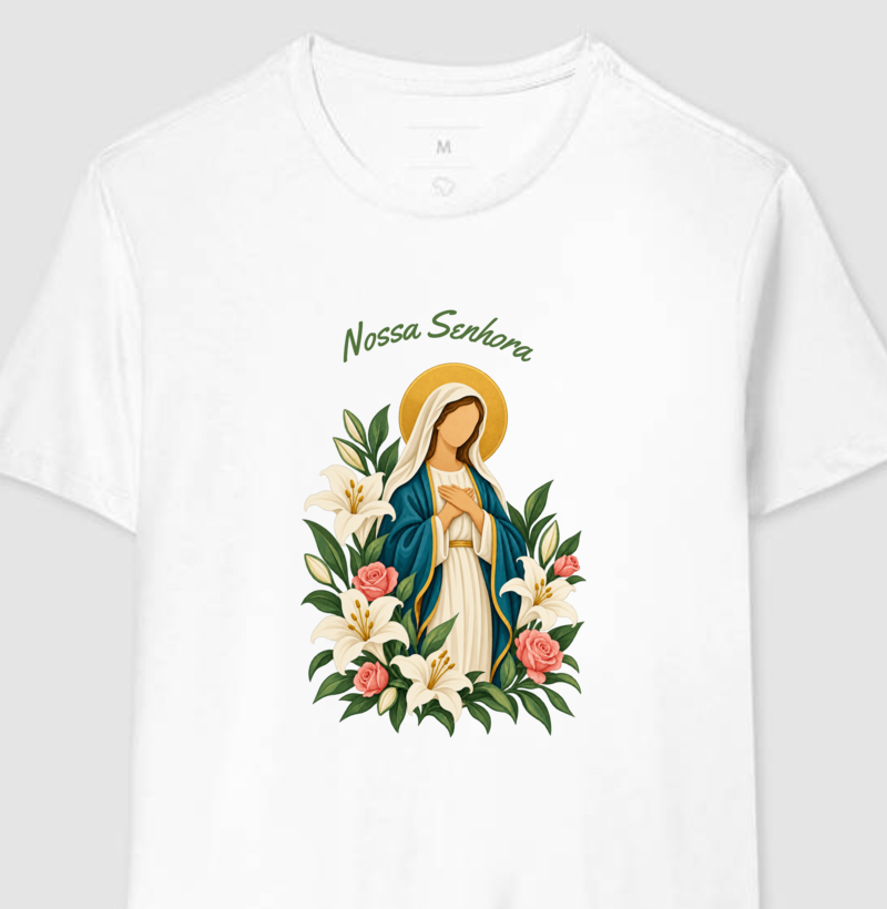 Camiseta Nossa Senhora — Flores de Fé - Imagem 3