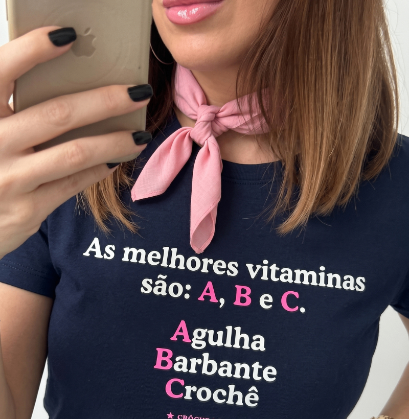 Camiseta Frase Melhores Vitaminas Crochê - Imagem 2