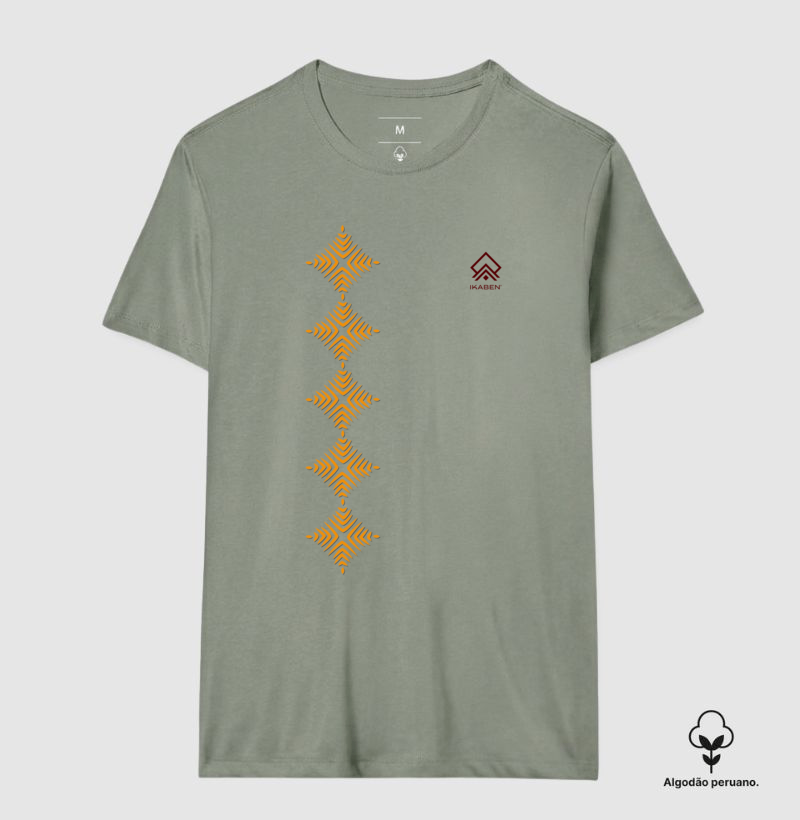 T-shirt Indígena- Grafismo Tsamata Piruara – A Escama que Guarda o Movimento do Rio - Imagem 4