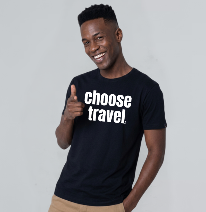 Camiseta Choose Travel | Frase Viagem Bold Minimalista | Colecao Viciados em Viagem - Imagem 3