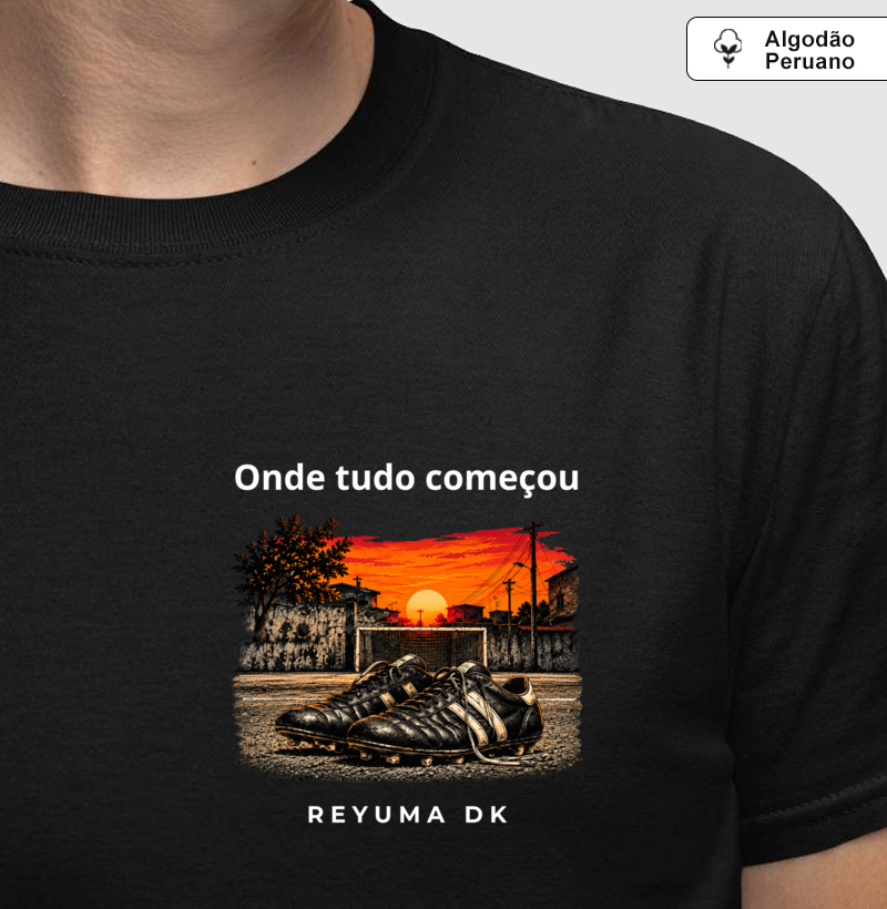 "Onde tudo começou" - Futebol - Camiseta Algodão Peruano Masculina, Feminina e Babylook - Imagem 3