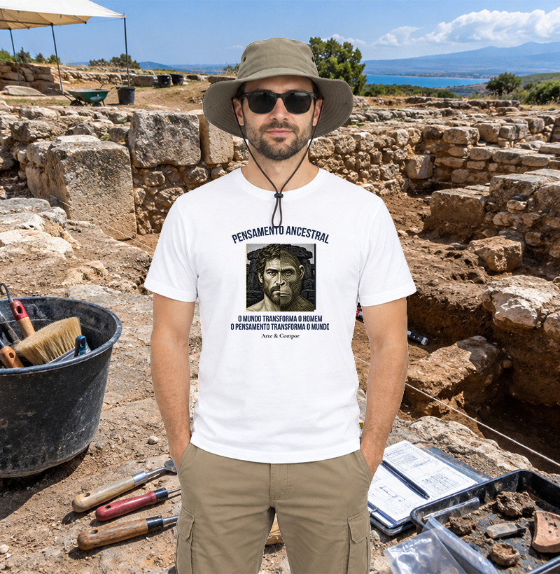 "Camiseta O Pensamento Ancestral — O mundo transforma o homem, o pensamento transforma o mundo." - Imagem 3