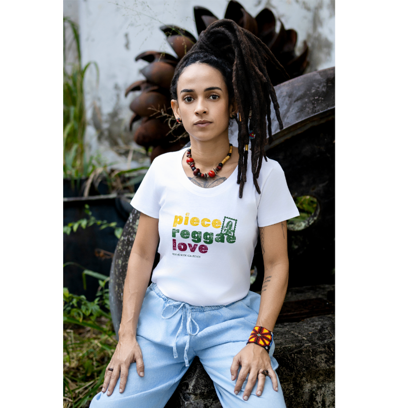Camiseta Piece. Reggae. Love. Coleção Reggae.  Masculino e feminino. Algodão Peruano. - Imagem 3