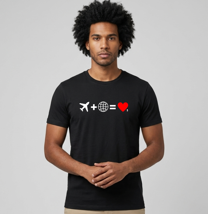 Camiseta Aviao Mais Mundo Igual Amor | Equacao Viagem Minimalista | Colecao Viciados em Viagem - Imagem 3