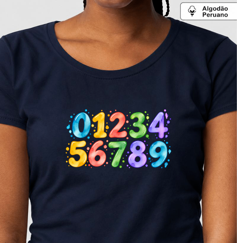 Camiseta Algodão Peruano Números em Cores - Imagem 3