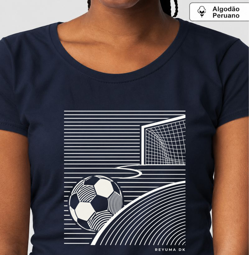 "Linha do Jogo" - Futebol - Camiseta Algodão Peruano Masculina, Feminina e Babylook - Imagem 2