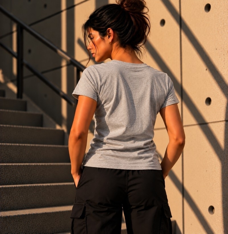 Camiseta Básica Feminina Cinza Mescla Born to Move TRM Timeless - Imagem 2