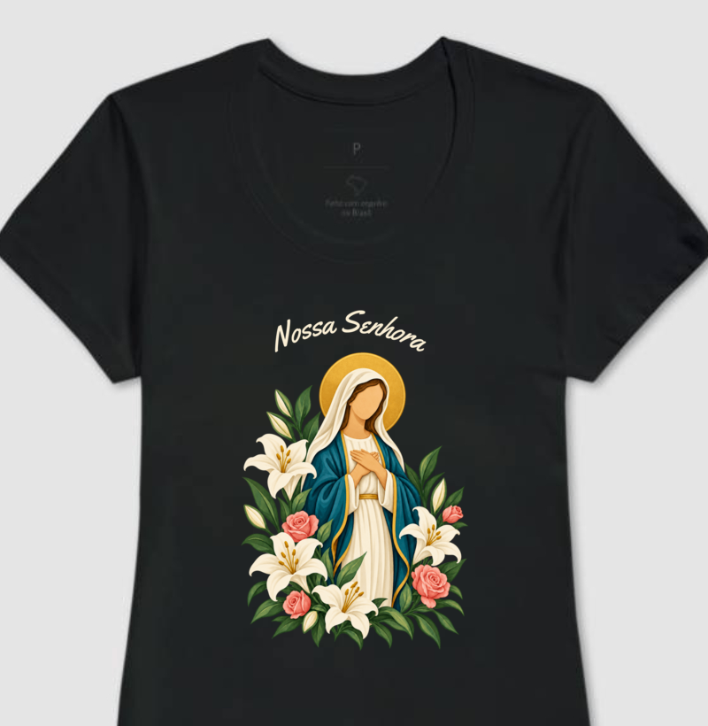 Camiseta Nossa Senhora — Flores de Fé - Imagem 3