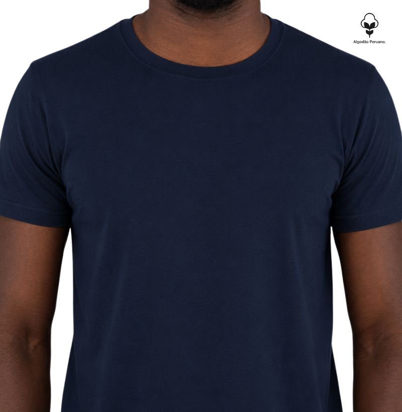 Camiseta lisa PREMIUM algodão peruano marinho - CLÁSSICA  - Imagem 3
