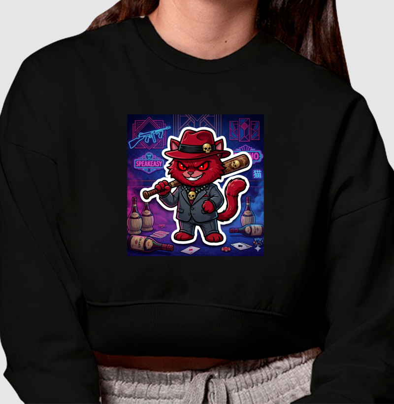 Cropped Moletom Gato Mobster - Imagem 2