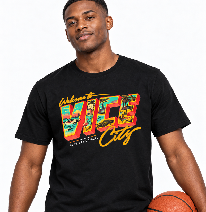 Camiseta Welcome to Vice City — Premium Fio 30.1 | ADQ - Imagem 4