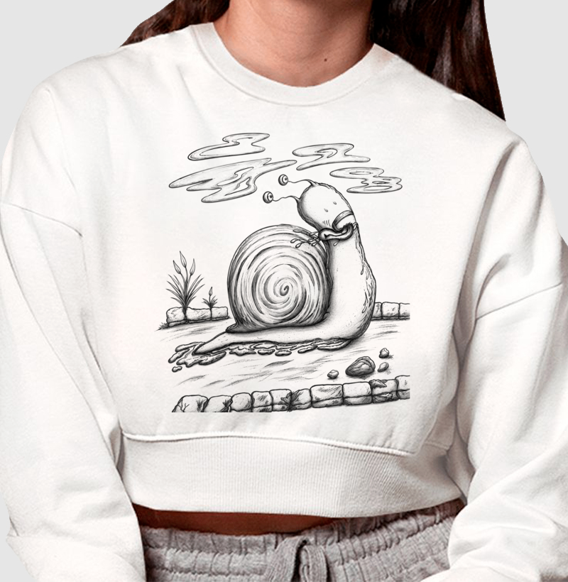 Moleton Cropped Caracol Preta e Branco - Imagem 2