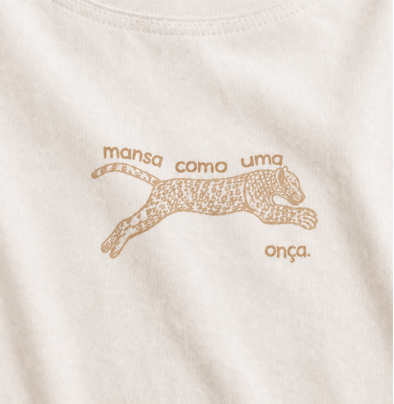 Camiseta Feminina 100% Algodão Estampada Mansa Como Uma Onça - Imagem 3