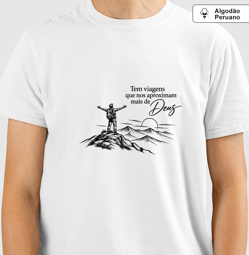 Camiseta Algodão Peruano | Tem Viagens que nos Aproximam de Deus - Imagem 2