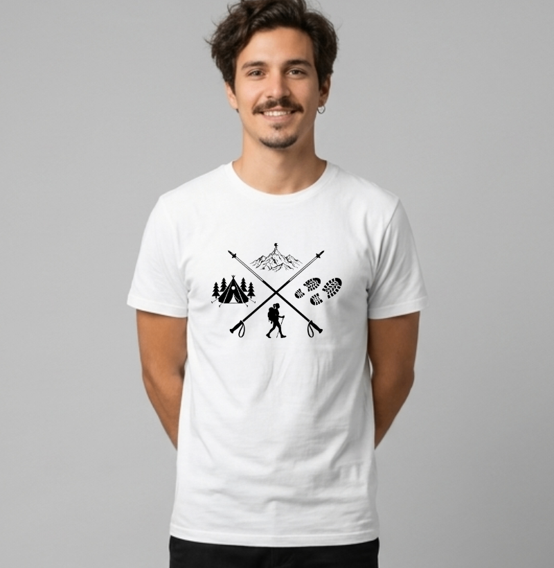 Camiseta Trilheira Montanha Acampamento | Bastoes Cruzados Hiking Feminino | Colecao Viciados em Viagem - Imagem 3
