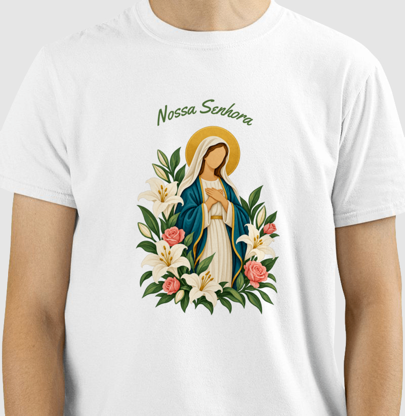 Camiseta Nossa Senhora — Flores de Fé - Imagem 4