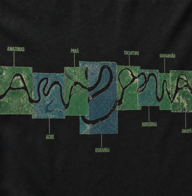 Camiseta Amazônia Estados Brasileiros Estampa Consciente Mapa Unissex - Imagem 2